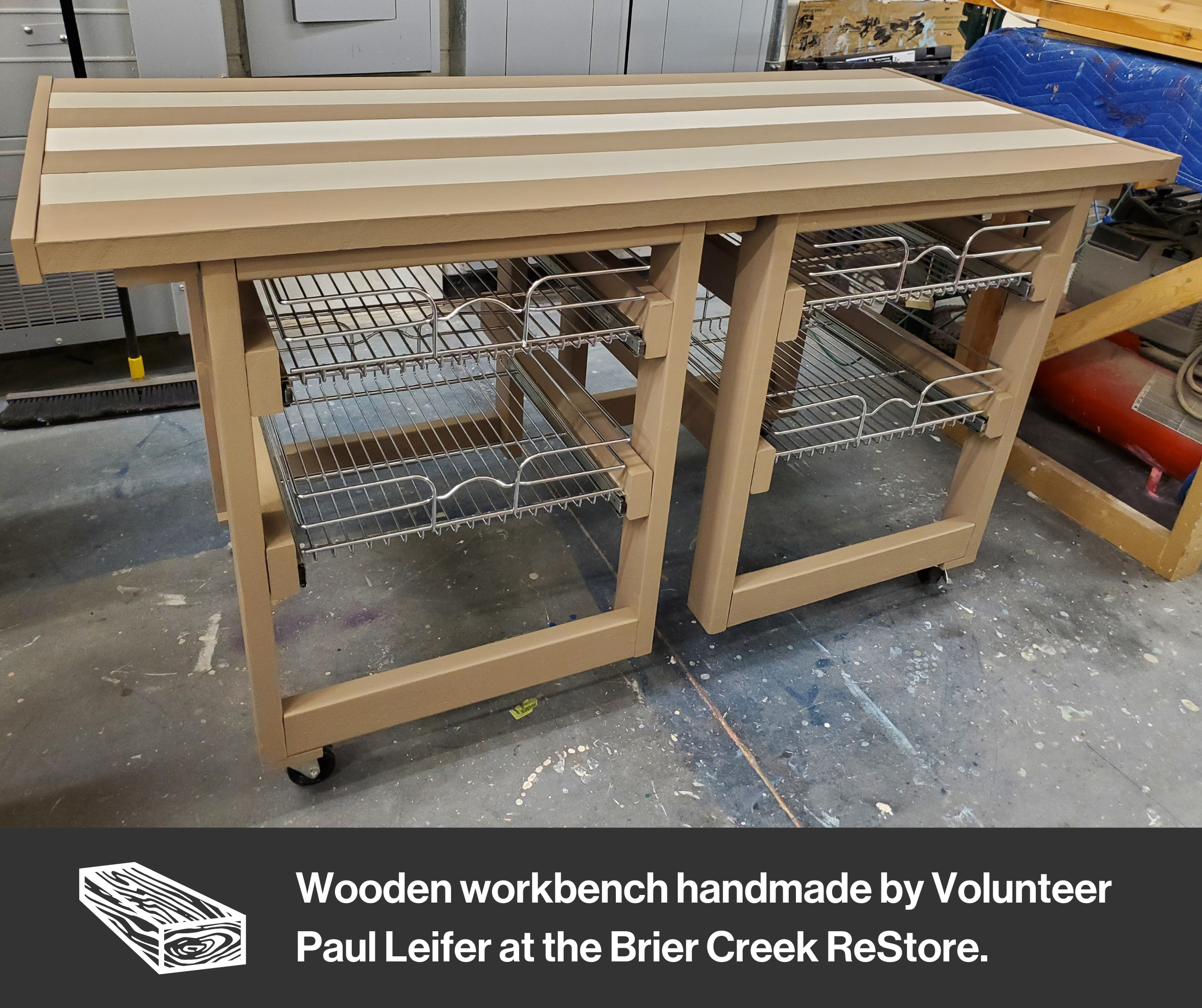 Wooden workbench handmade by Paul Leifer