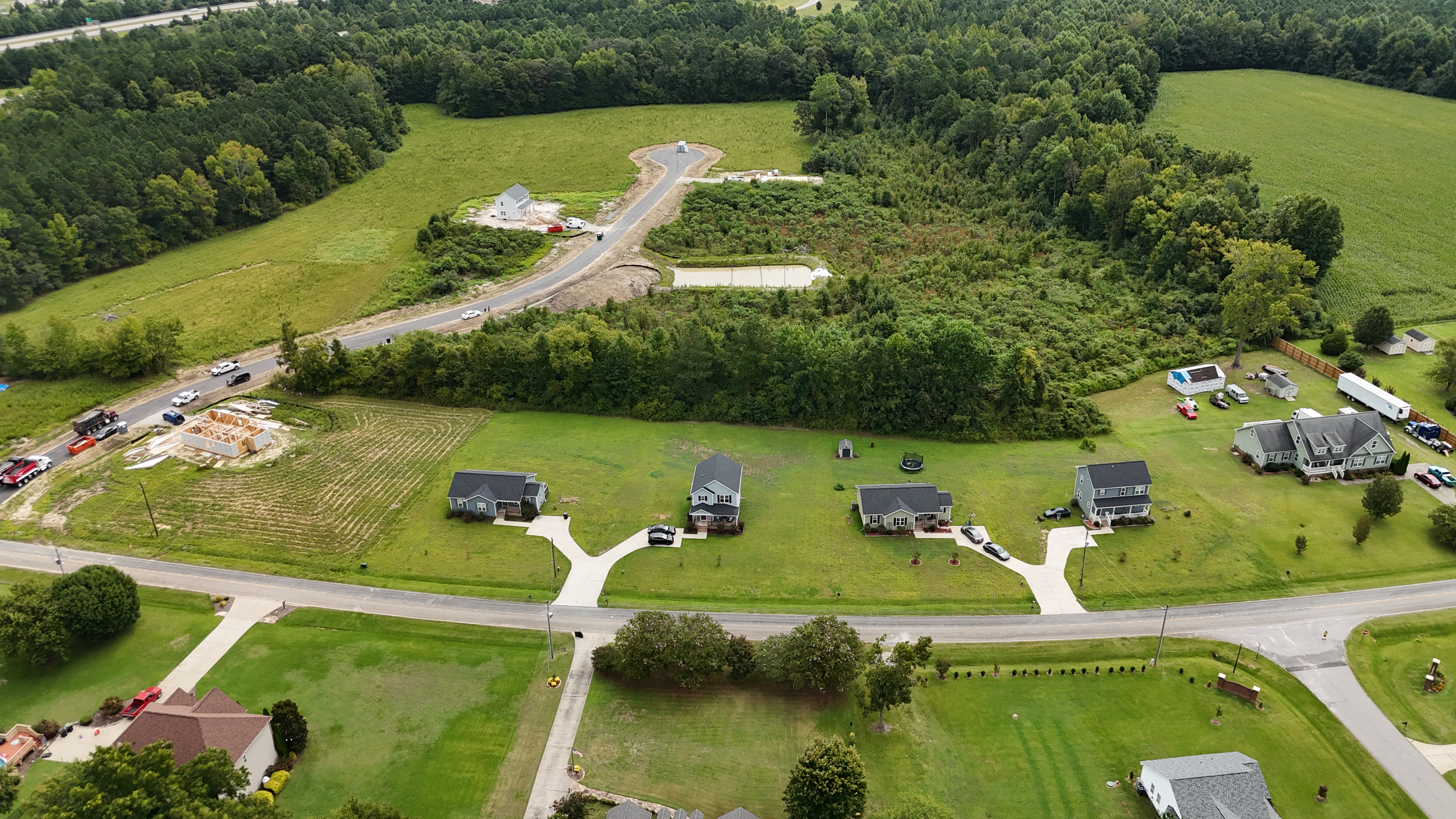 aerial shot of stone creek, a habitat neighborhood in clayton