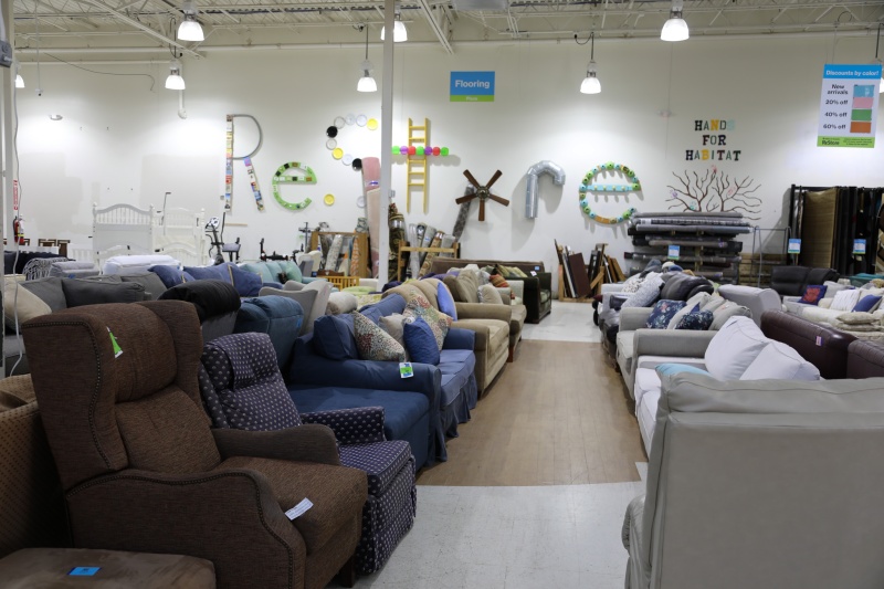 aisle of furniture in the brier creek restore